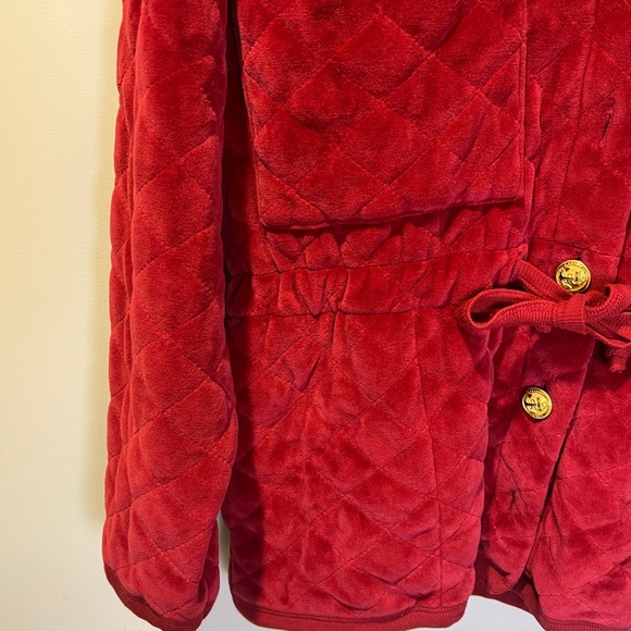 ✨Carine Paris✨ Women's Quilted Velvet Puffer Jacket - Burgundy Red size M - Picture 6 of 7
